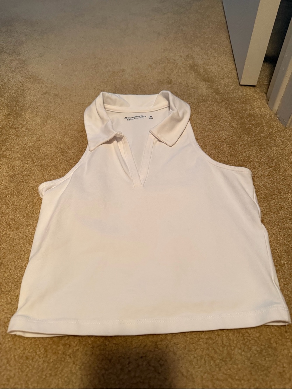 Abercrombie & Fitch Cream Sleeveless Polo Crop Top